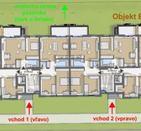 Floor plan of Building B in Dunajská Streda with two entrances and four apartments.
