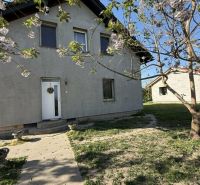 A family house in Dolný Štál surrounded by blooming trees and grass.