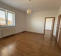 A room in a 3-room apartment with a wood-patterned floor and a large window.