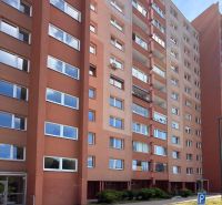 Apartment building on Lachova Street in Bratislava - Petržalka with balconies and parking.