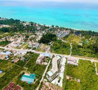 Aerial view of apartment construction, Paje, Unguja South, near the coast of the Indian Ocean.