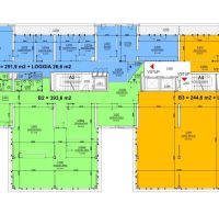Floor plan of offices on the third floor with room layout.