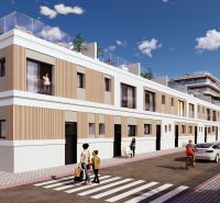 A building with a wooden facade decoration in El Puig offering 2-bedroom apartments.