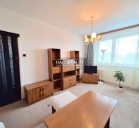 A living room with furniture and a large window in a 2-room apartment, floor with wood decor.