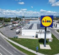 Shopping zone in Bratislava - Podunajské Biskupice with a Lidl store and parking lot.