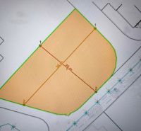 Land plot for housing in Horná Ves with marked dimensions of 36 × 25 meters.
