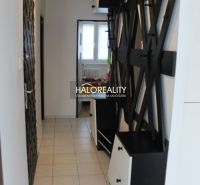 Hallway in a 3-room apartment with a tiled floor, modern furniture, and decorations.