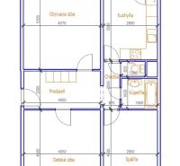 Floor plan of a 3-room apartment with a hallway, loggia, living room, kitchen, bathroom, and toilet.