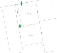 Land plan for housing in Strážske, areas of 506 and 492 m².