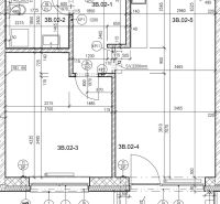 Floor plan of a 2-room apartment with room zoning and dimensions of each room.