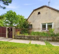 A family house in Lehnice with a gate, a fence, and trees in the yard.