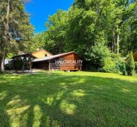 A cottage in Prašice surrounded by forest, with a grassy garden and a swing.