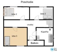 Floor plans of a family house with a room layout and a balcony.