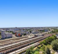 View of the housing estate and railway track in the Bratislava - Petržalka district.