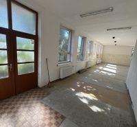 Spacious commercial spaces with light fixtures and large windows.