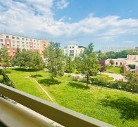 View from a 3-room apartment overlooking the green park on Tehelná Street in Trnava.