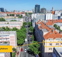 Aerial view of Šancová Street in Bratislava - Nové Mesto with a highlight on a 3-room apartment.