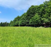 The greenery of the garden in Hriňová with a wooden gazebo by the forest.