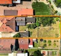 Aerial view of a family house in Dunajská Streda with a large yard.