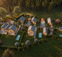 Above Myjava, on Hlinícka in the gardens, sprawling houses with pools surrounded by nature.