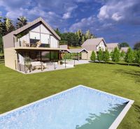 Family houses with a garden and a swimming pool on Hlinícka Street in Myjava.