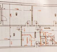 Floor plan of a 3-room apartment with a hallway, kitchen, and bathroom.