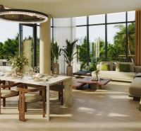 Bright 1-bedroom apartment with a spacious dining area and large windows leading to the terrace.