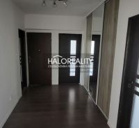 A hallway with a wooden decor floor and a built-in wardrobe in a 3-room apartment.