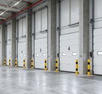 Warehouses and halls with spacious loading ramps and concrete floors.