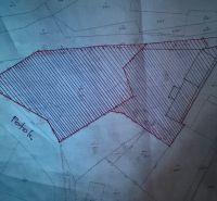 A map drawing showing a plot for house construction with marked boundaries.
