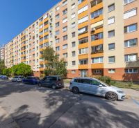 Apartment building on Švabinského Street in Bratislava – Petržalka, parking of cars in front of the building.