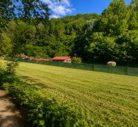 Garden plot on Kostiviarska Road in Banská Bystrica surrounded by greenery and forest.