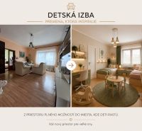 Conversion of the living room into a children's room with wood-patterned flooring in a family house.