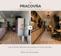 Comparison of a study transformation with a wooden decor floor in a family house.
