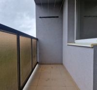 Balcony of a 2-room apartment with a tiled floor and railing in the Karol Kuzmány decor, Kežmarok.
