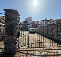 Closed metal gate on Dolná Street, Banská Bystrica, Banská Bystrica District, Banská Bystrica Region, Slovakia.