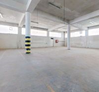 Space in warehouses and halls with concrete floors and steel columns.