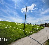 Lands - housing in Fintice with an area of 2441 m², next to the road under the blue sky.