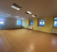 A spacious room with windows and a wooden decor floor, warehouses and halls.