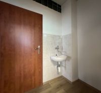 Offices with a sink, doors, and a floor with a wood design.