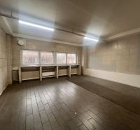 The commercial premises with tiles have large windows and lighting.