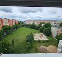 The view from the property on Nešporova Street in Šaľa with a playground and a housing estate.