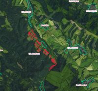 Aerial view of agricultural and forest land around Bogliarka.