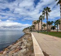 Seaside promenade with palm trees at the Holiday Apartment in La Manga del Mar Menor, Spain.