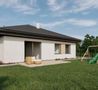 A family house on Kostolná Street in Drahovce with a children's playground and a well-maintained garden.