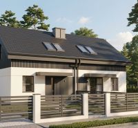 A family house in Sasinkovo on Sasinkovo Street, surrounded by trees and a modern fence.