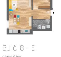 A 2-room apartment with a wooden decor floor and a balcony.