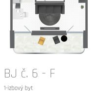 Floor plan of a 1-bedroom apartment with furnishings on the 6th floor, price 88,990 €.