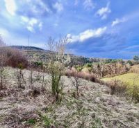 Hilly landscape with grass and shrubs around Banská Bystrica, suitable for living.