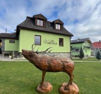 The statue of a deer in front of the villa in the village of Štôla, Poprad District, Prešov Region, Slovakia.